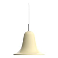 Cream-colored bell pendant light with a smooth, glossy finish and a sleek metal suspension. Perfect for modern decor.