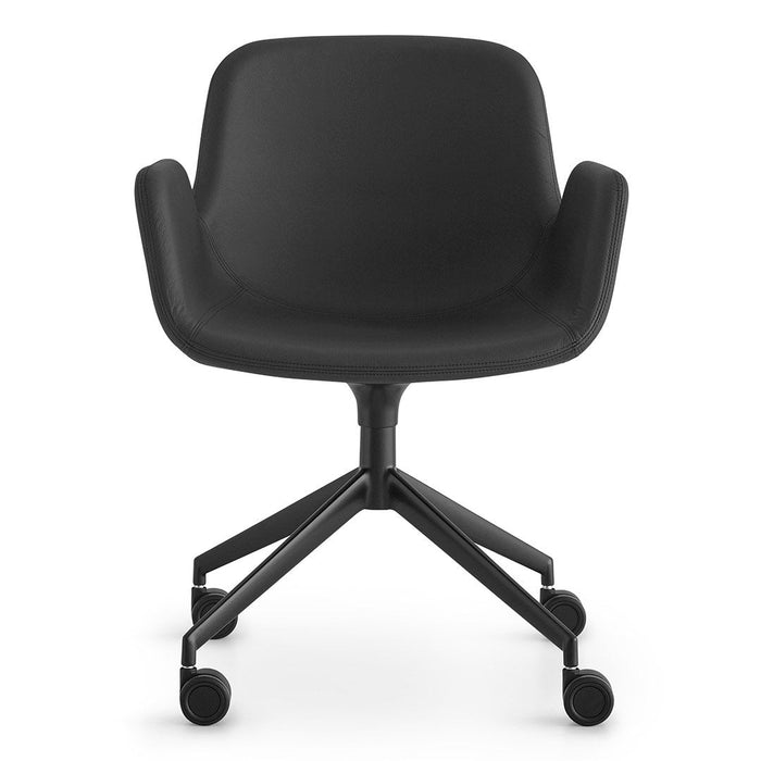 Sleek black ergonomic office chair with a smooth finish and simple, modern design. Perfect for any workspace.