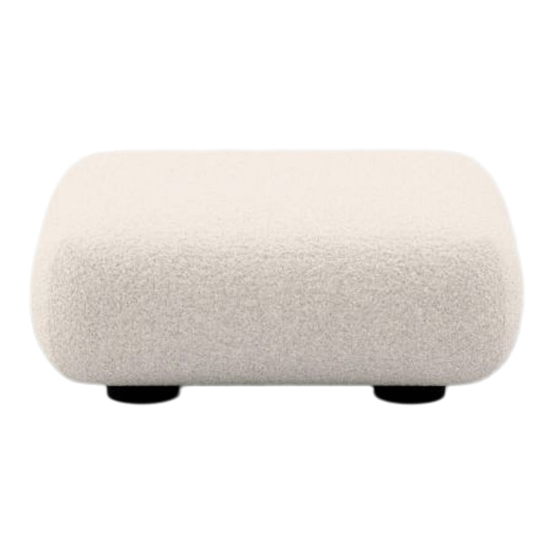 Neutral cream color with a soft, textured fabric finish on a compact, rounded rectangular design.