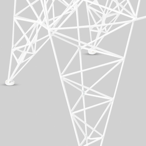 White geometric pattern on a gray background, showcasing a modern and minimalist design.