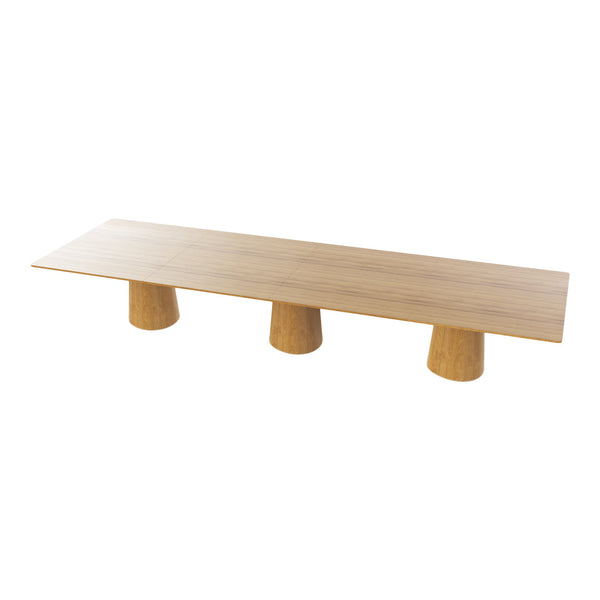 Light wood table with a smooth, pale wooden top and three rounded, natural-toned legs for a minimalist design.