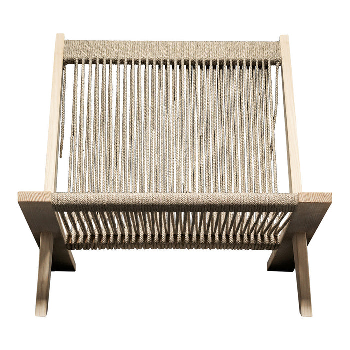 Natural wood frame with beige woven pattern, showcasing a minimalist design perfect for modern decor.