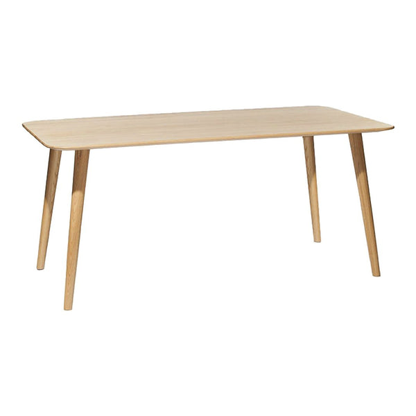 Light wood dining table with a smooth, natural finish and simple, clean lines. Ideal for modern decor.