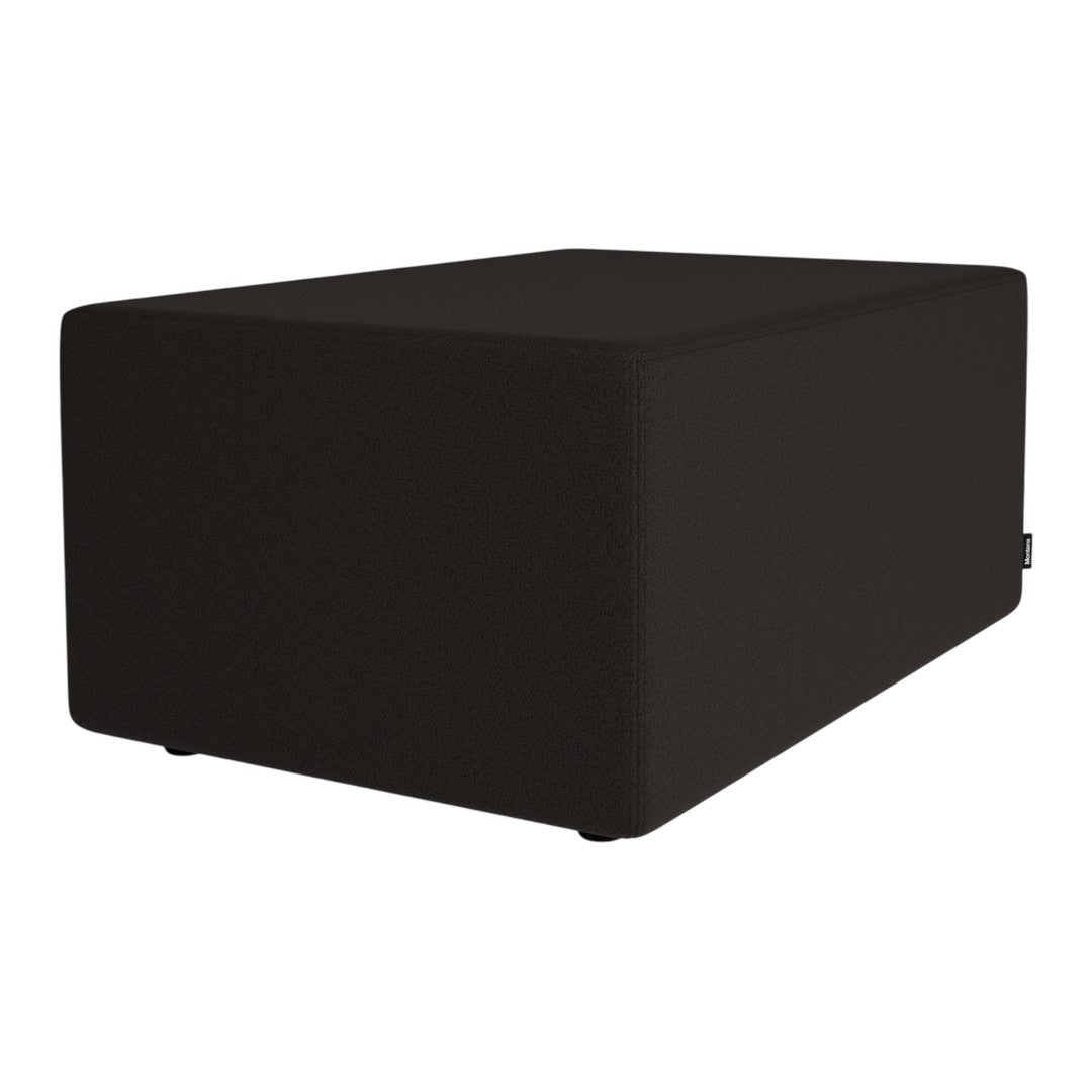 Solid black rectangular ottoman with a smooth texture, perfect for contemporary décor.