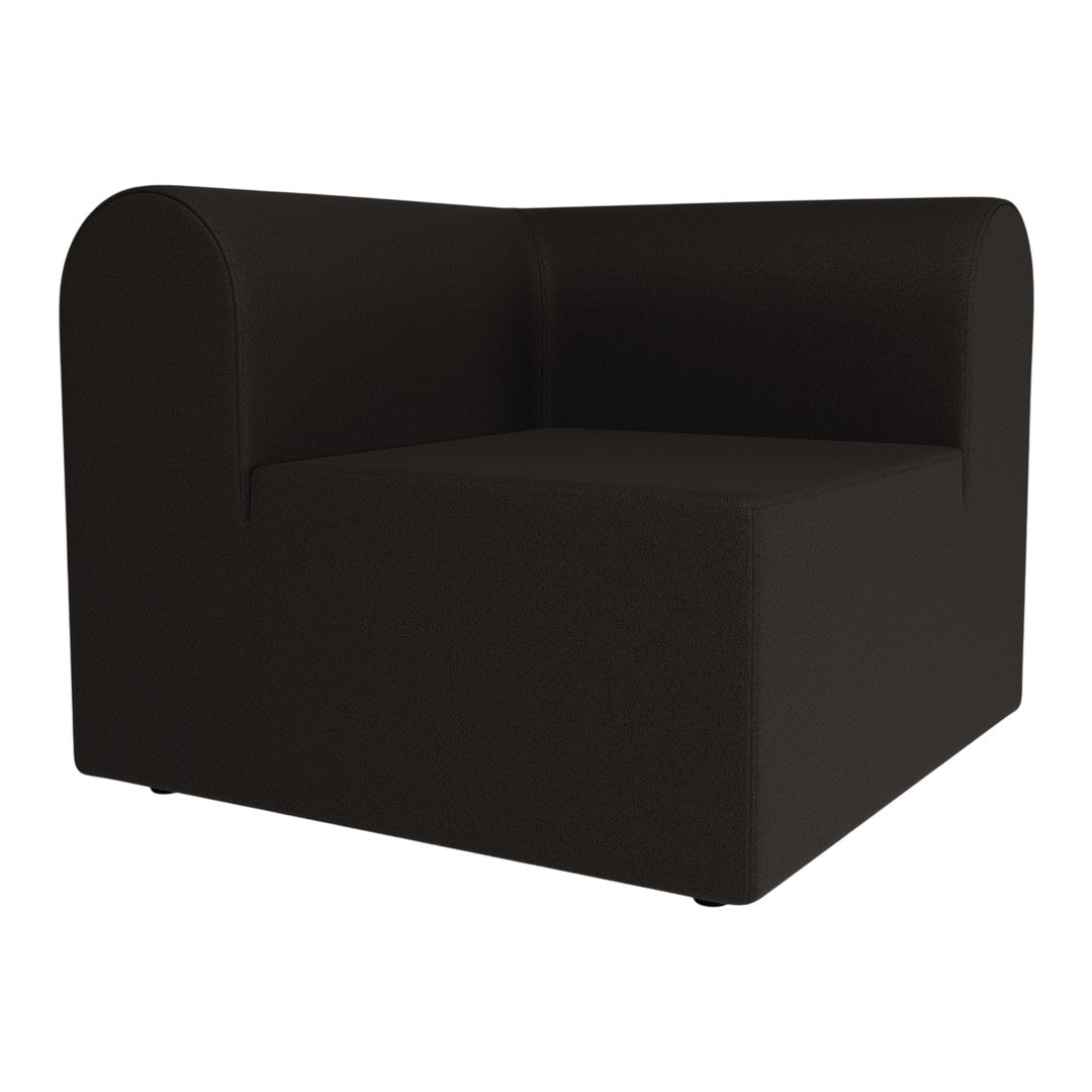 Solid black corner sofa with a modern, minimalist design. Perfect for contemporary living spaces.