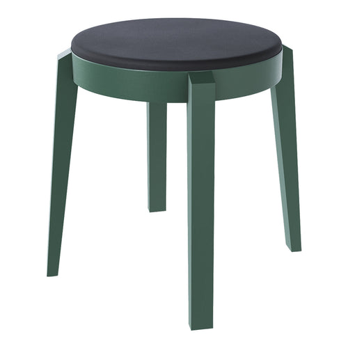Green stool with a sleek, round black seat and minimalist design, perfect for modern interiors.