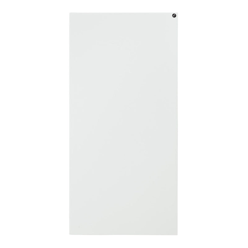 Plain white board with a glossy finish and a small black dot in the corner, ideal for minimalist decor.