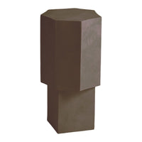 Geometric pedestal in a rich, deep brown finish with a smooth, matte texture. Perfect for modern decor.