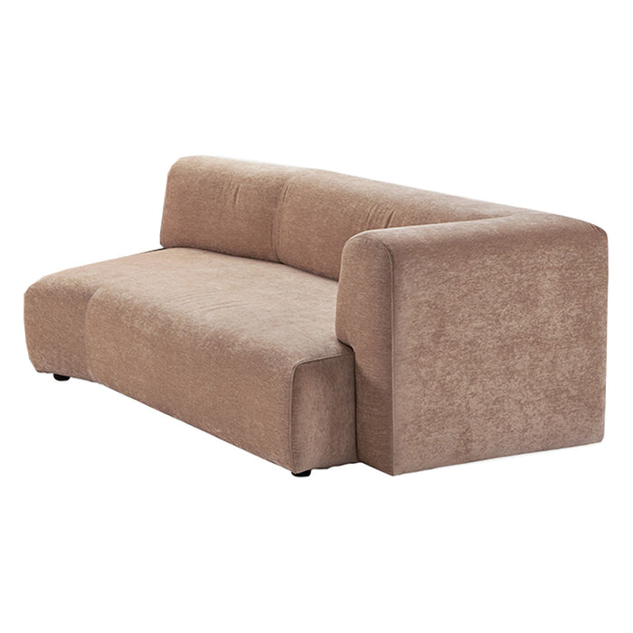 Contemporary beige sofa with a soft, textured fabric and minimalist design. Perfect for modern living spaces.