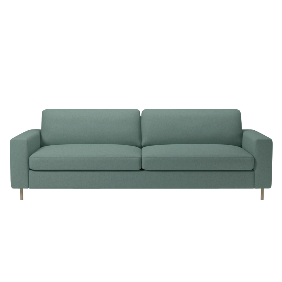 Teal green modern sofa with a sleek design and smooth fabric. Perfect for contemporary living spaces.
