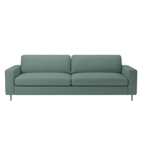 Teal green modern sofa with a sleek design and smooth fabric. Perfect for contemporary living spaces.
