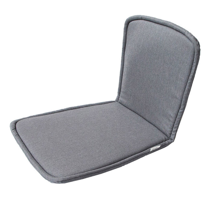 Gray cushioned seat pad with a smooth texture and minimalist design, perfect for modern outdoor or indoor seating.
