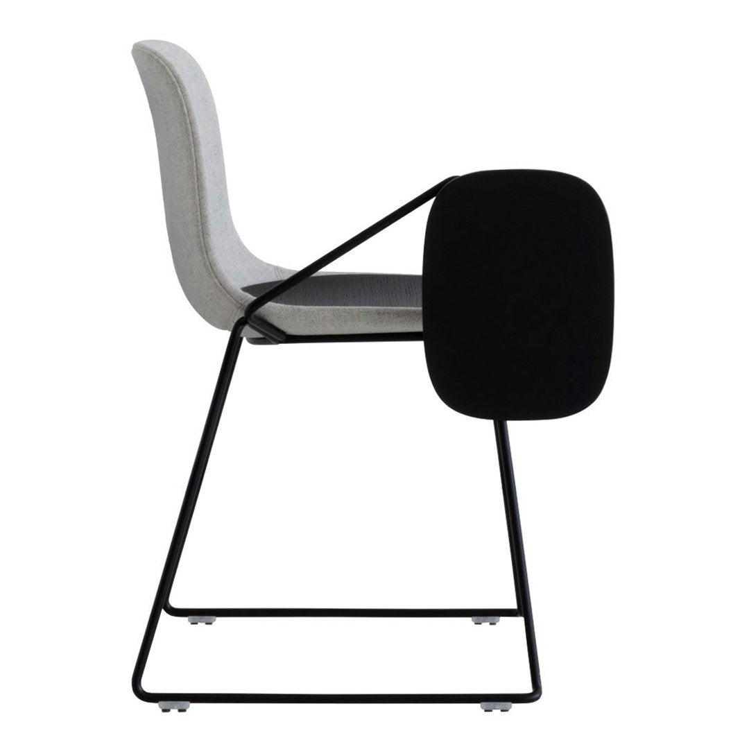 Seela Chair w/ Black Tablet - Sled Base, Fully Upholstered