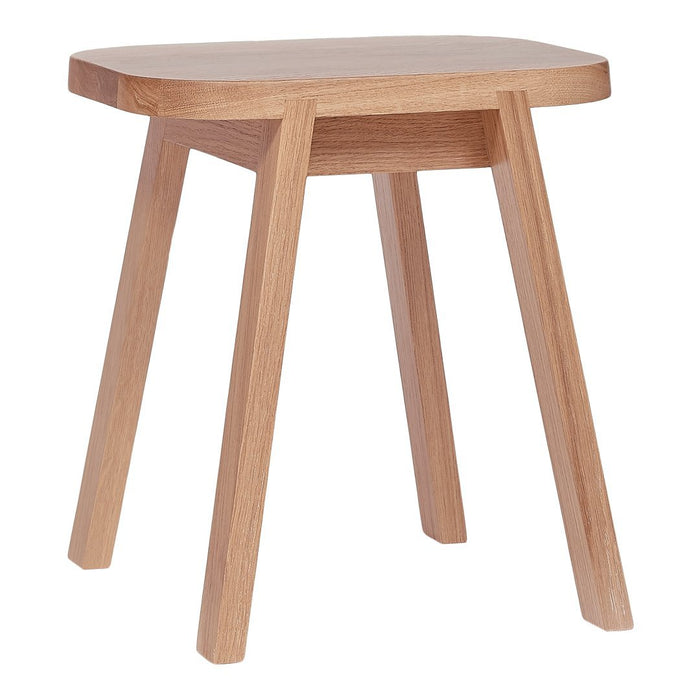 Light natural wood accent stool with a simple, smooth surface and clean, minimalist design.