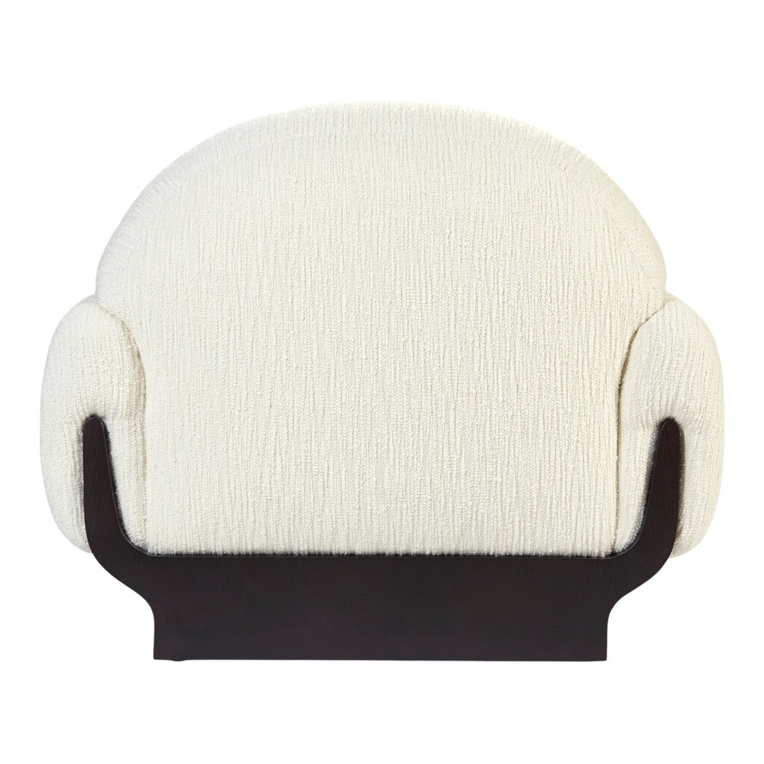 Cream textured upholstery with a dark brown base, offering a modern and cozy design. Perfect for home decor.