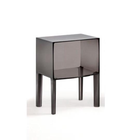 Sleek black transparent side table with clean lines and minimalist design. Perfect for modern decor.