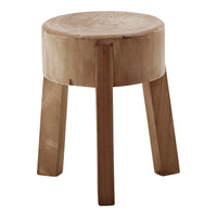 Natural beige stool with a smooth top and light wooden legs, showcasing a minimalistic design. Ideal for any decor.