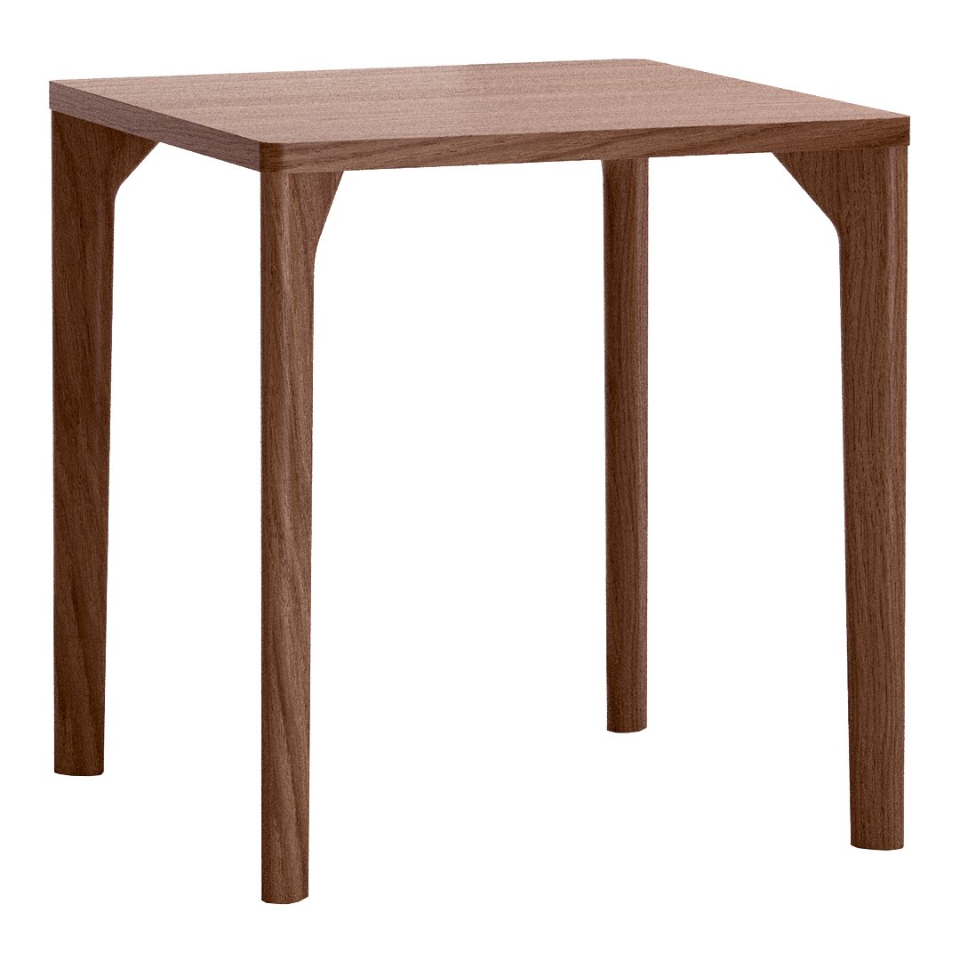 Brown wooden table with a smooth finish and simple, modern design. Ideal for minimalist decor.