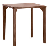 Brown wooden table with a smooth finish and simple, modern design. Ideal for minimalist decor.