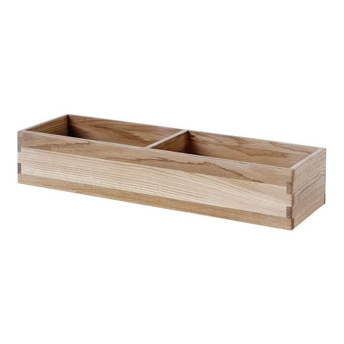 Natural wood storage box with light beige and cream tones, featuring a smooth, minimalist design.