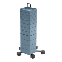 Vertical storage tower in soft blue with a sleek, minimalist design and smooth, solid color patterns.