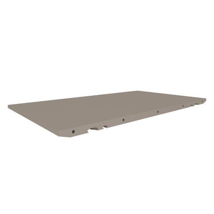 Beige flat shelf surface with smooth finish, featuring a minimalistic design and no visible patterns.