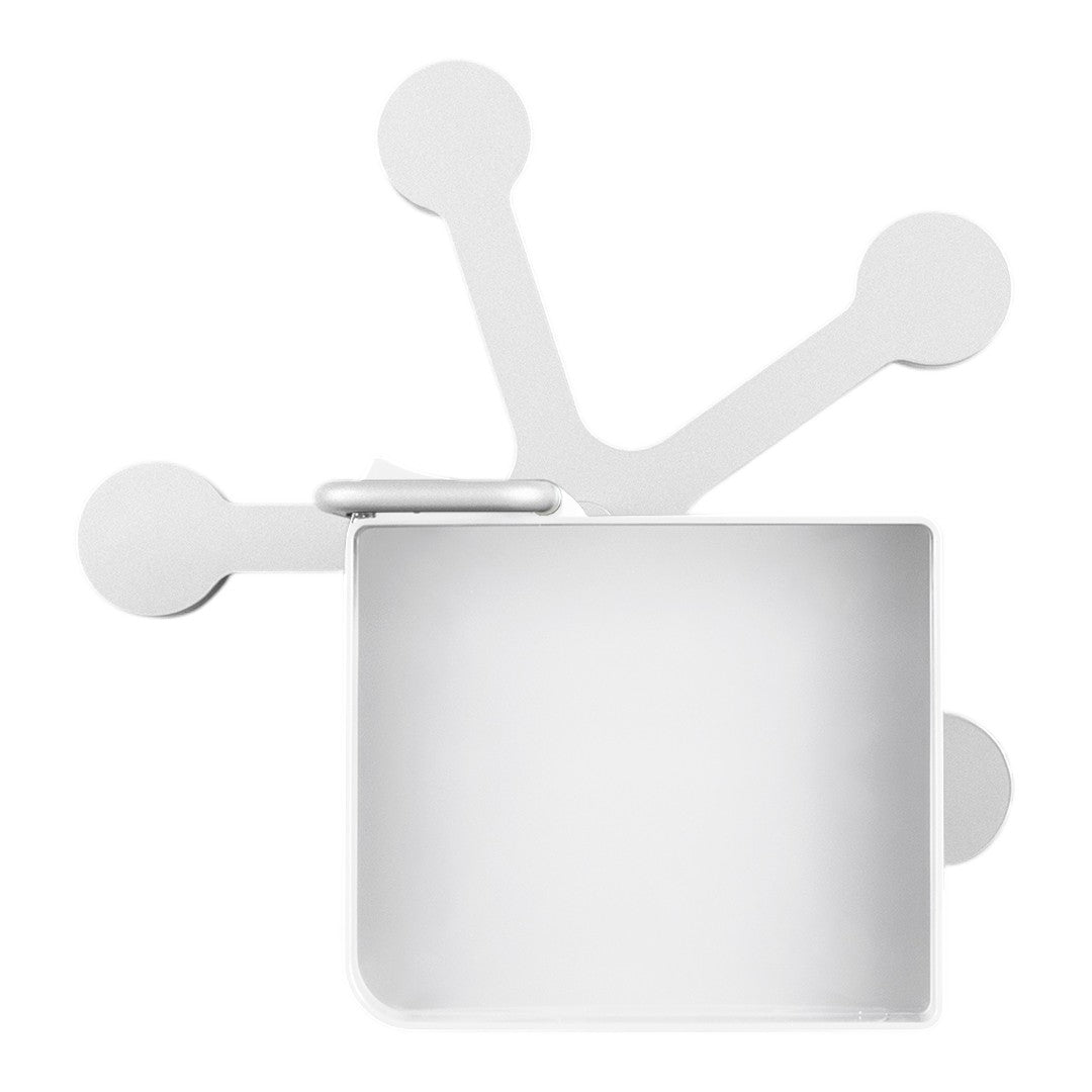 Sleek white wallet with modern, minimalist design and playful circular accents. Perfect for stylish, everyday use.