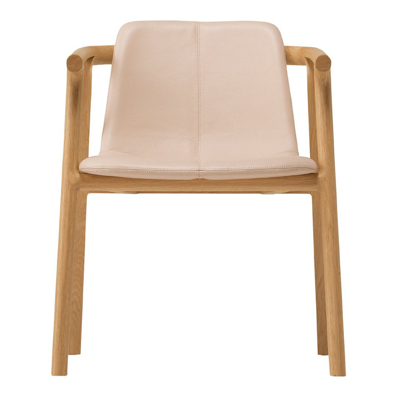 Light beige seat with smooth finish, featuring natural wood legs in a warm oak tone, minimalistic design.