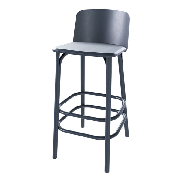 Stylish gray bar stool with a sleek, minimalist design and subtle matte finish. Perfect for modern interiors.