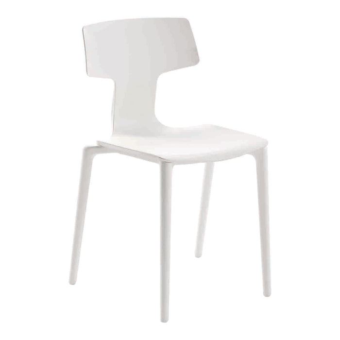 Modern white chair with a minimalist design and smooth, glossy finish. Ideal for contemporary spaces.
