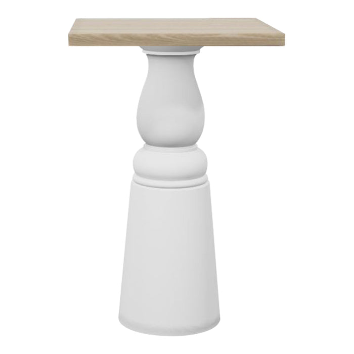 White base with a smooth finish and natural wood top, featuring a classic baluster silhouette.