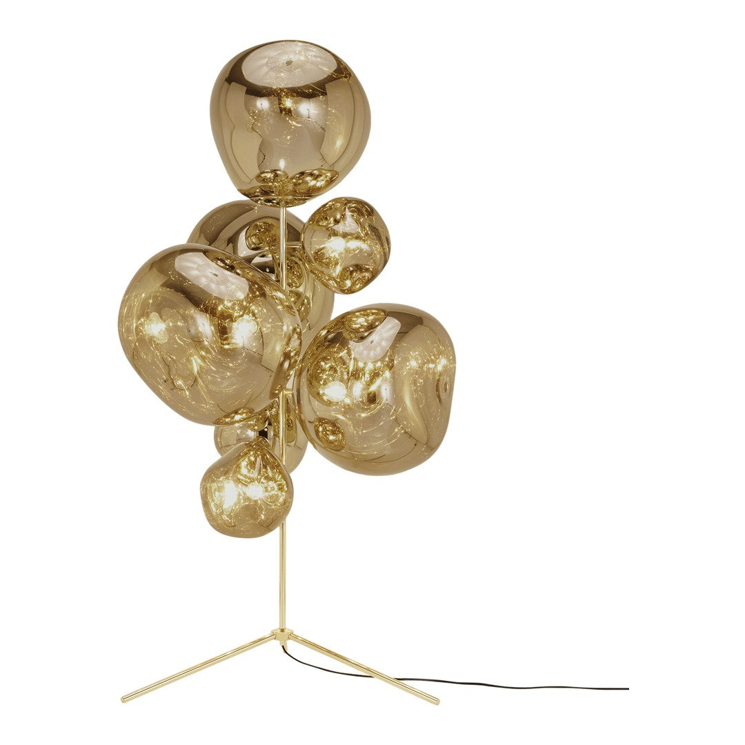 Gold bubble lamp with a glossy finish, featuring a modern design and a mix of round shapes and smooth textures.