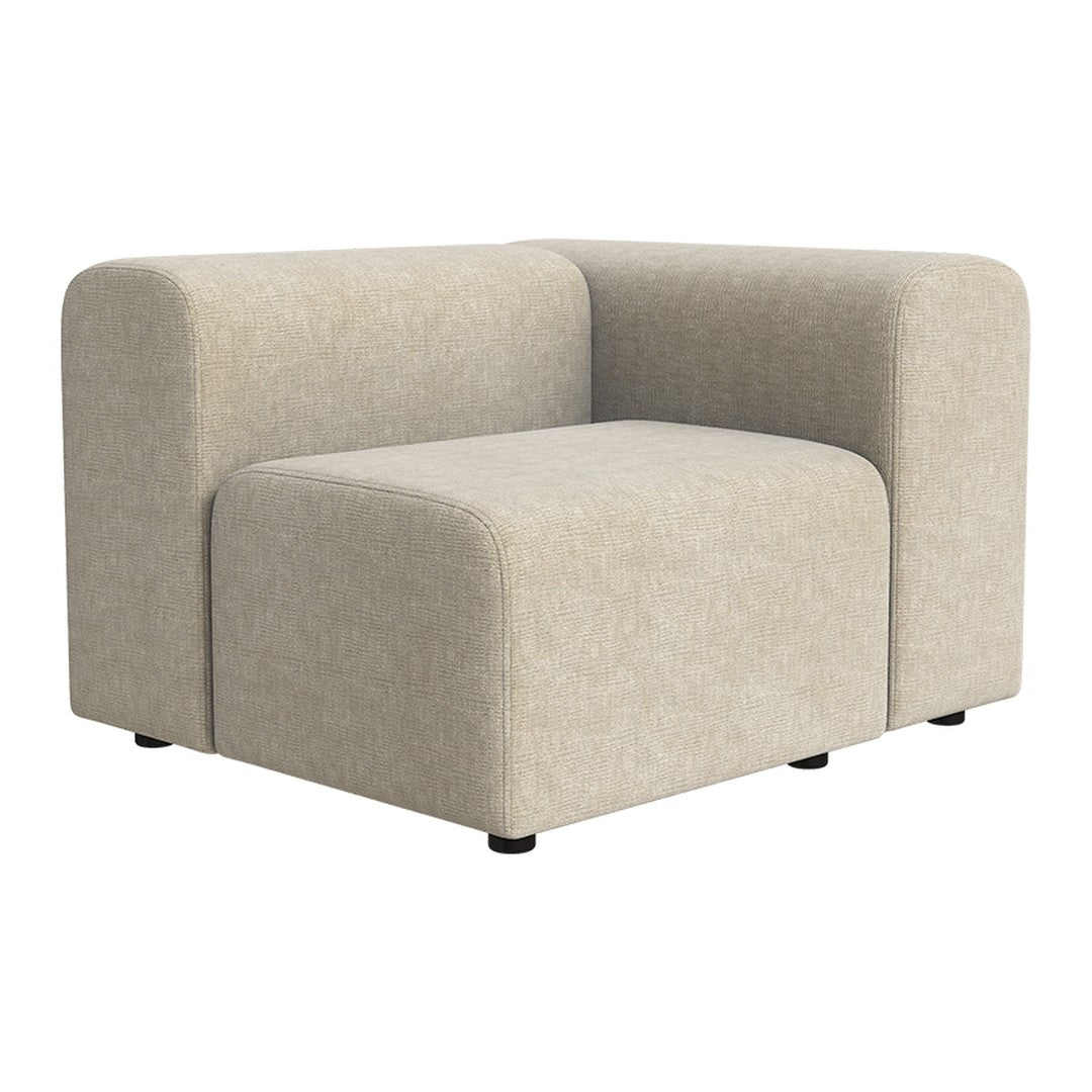 Light beige armchair with a smooth, textured fabric and minimalist design. Perfect for modern decor.