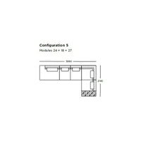 "Diagram of modular furniture with a modern design. Neutral tones and clean lines create a stylish layout."