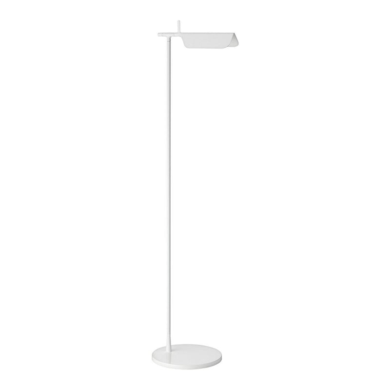 Sleek white modern floor lamp with minimalist design and smooth finish, perfect for contemporary decor.