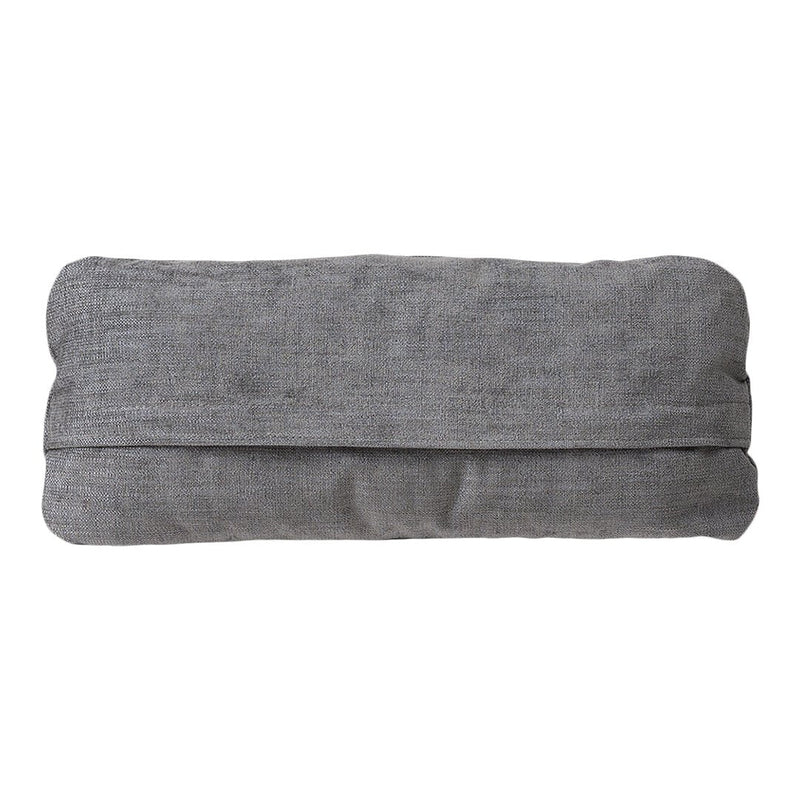 Gray fabric pillow with a textured pattern, perfect for modern home decor. Soft and stylish accent piece.