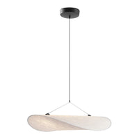 Sleek black pendant light with a modern white twisted design, perfect for contemporary decor.