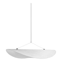 Sleek white pendant lamp with a smooth, curved design and subtle texture, ideal for modern decor.