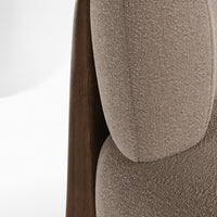 Stylish textured beige upholstery with a smooth wood frame, perfect for contemporary interior designs.