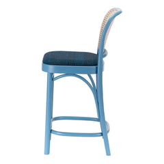 Barstool 811 - Cane Back & Seat Upholstered - Beech Pigment Frame