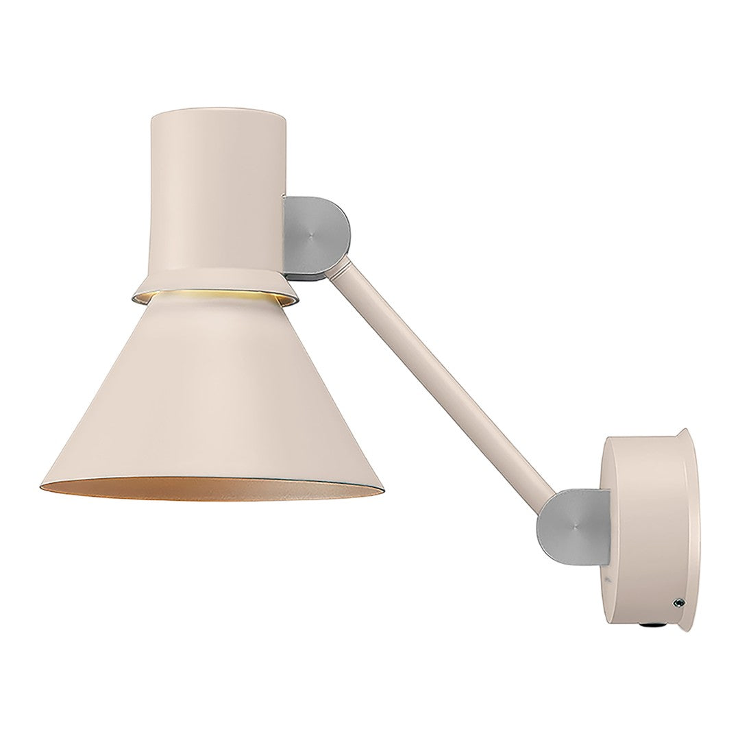 Beige wall lamp with a sleek cone shade and subtle gray accents, perfect for modern decor.