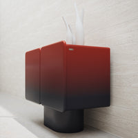 Red-to-black gradient cabinet with sleek design, featuring a modern, minimalist aesthetic. Perfect for contemporary spaces.
