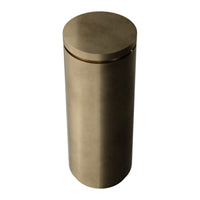 Sleek cylindrical trash can in matte bronze finish with a smooth, minimalist design.