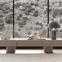 Neutral-colored home decor with smooth textures, featuring soft beige, gray, and subtle geometric patterns.