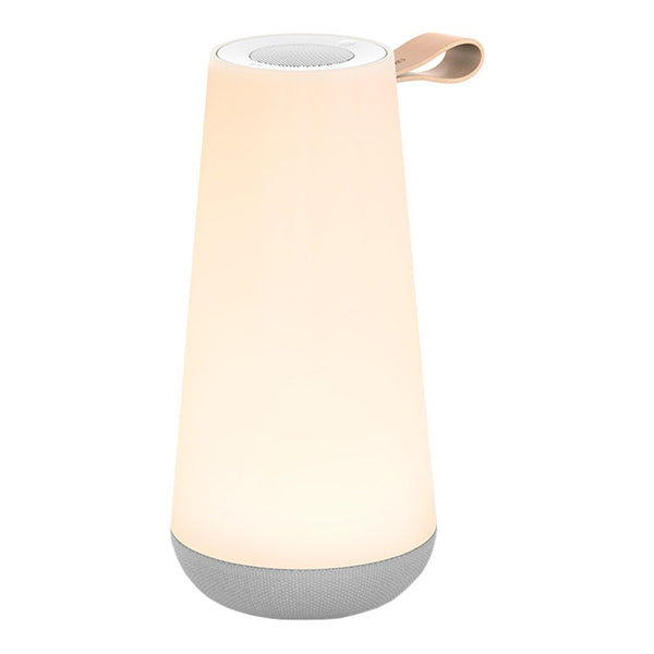 Soft beige lamp with a smooth gradient and gray base, featuring a minimalistic design and subtle color contrast.