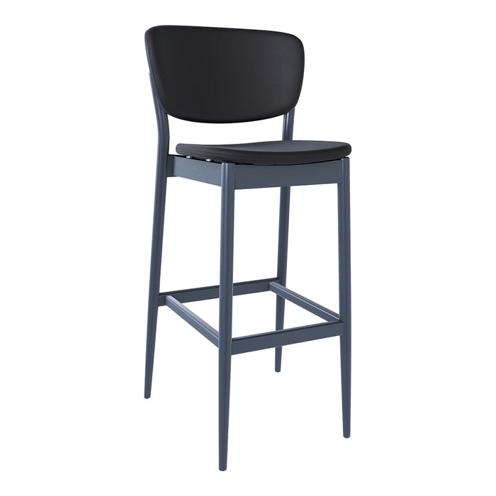 Black and gray modern bar stool with a sleek design and minimalistic patterns. Perfect for contemporary interiors.
