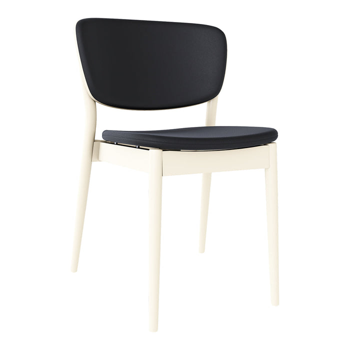 Black and cream dining chair with a sleek design and smooth finishes. Ideal for modern home decor.