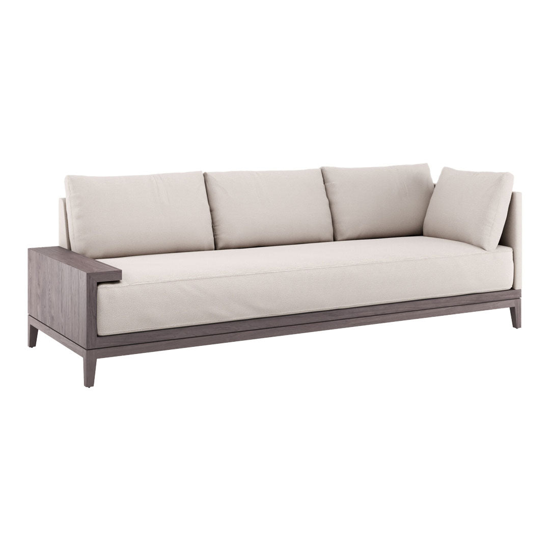 Varick Wooden Arm Chaise Sofa w/ Right Armrest
