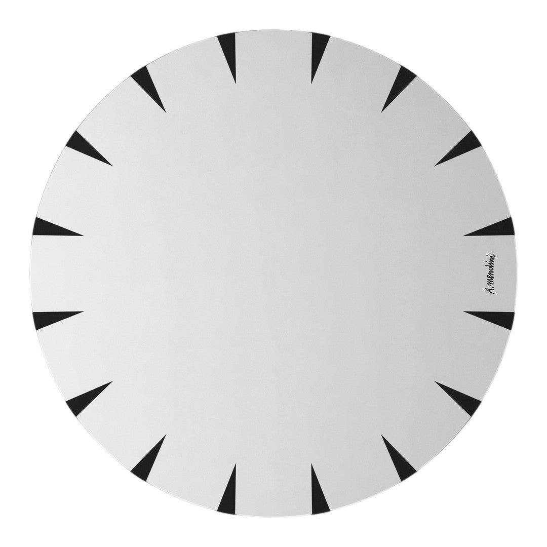 Round white wall clock with bold black triangular hour markers and minimalistic design. Perfect for modern decor.