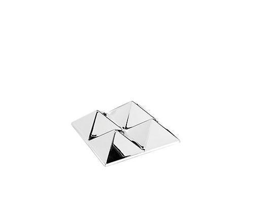 Shiny silver pyramid pattern with four reflective triangular shapes, perfect for modern decor.